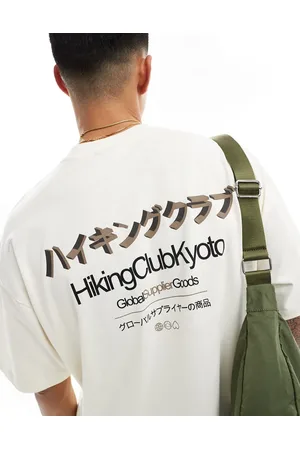 ASOS Oversized t-shirt in off white with multi text print