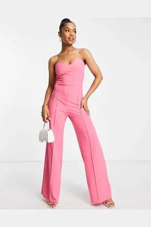 Vesper Bengaline wide leg jumpsuit in bubblegum