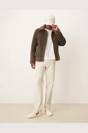 MANGO Contrast borg lining aviator jacket in