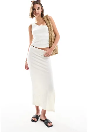 ASOS Knitted rib column midi skirt in