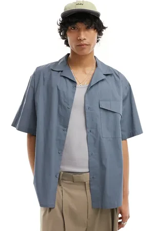 COLLUSION Oversized poplin revere short sleeve shirt in