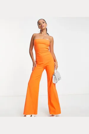 Vesper Bengaline square neck wide leg jumpsuit in