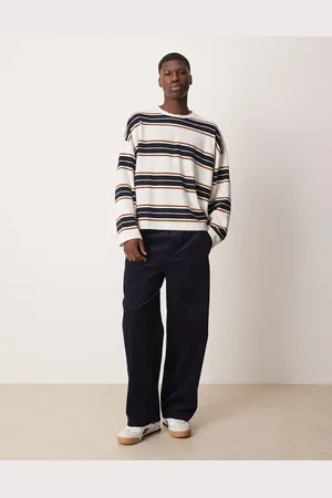 ASOS Extreme oversized boxy long sleeve t-shirt in black and brown stripe