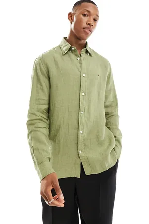 Tommy Hilfiger Pigment dyed solid regular fit shirt in olive