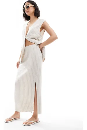 ASOS Linen look stripe co-ord maxi skirt