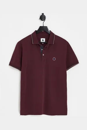 Pretty Green Alloway tipped polo shirt in burgundy