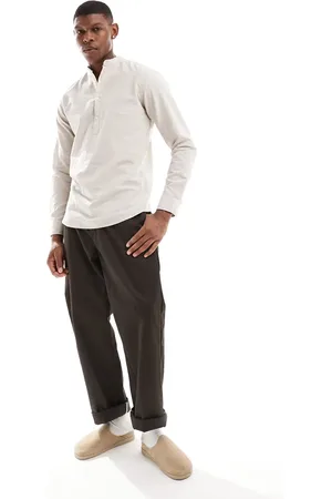 JACK & JONES Overhead linen shirt in beige