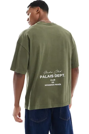 River Island Studio logo oversized t-shirt in washed khaki