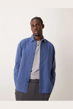 New Look Fine stripe oversized shirt in mid