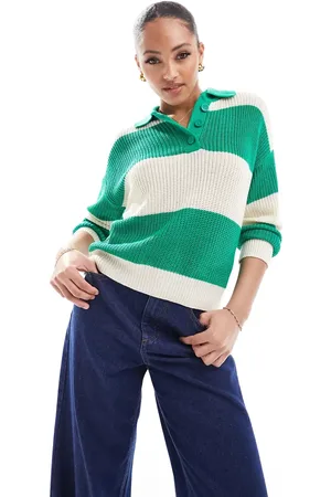 Stradivarius Oversized polo jumper in stripe