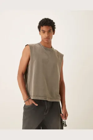 Abercrombie & Fitch Premium heavyweight cropped vest in washed green