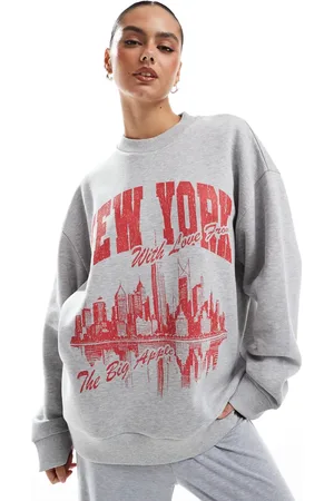 ASOS Oversized sweatshirt with New York graphic in ice marl