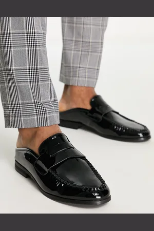 London Rebel Faux leather penny backless mules in