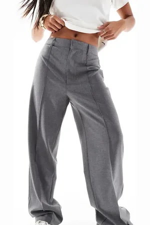 Pull&Bear Petite straight leg tailored trousers with front seam in