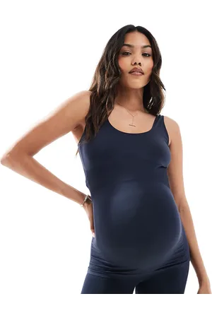 Mama;licious Mamalicious Maternity seamless vest top co-ord in dark sapphire