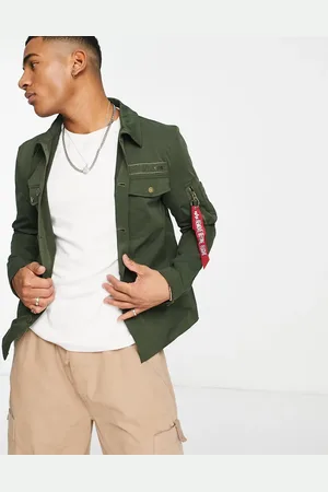 Alpha Industries Twill overshirt jacket in olive