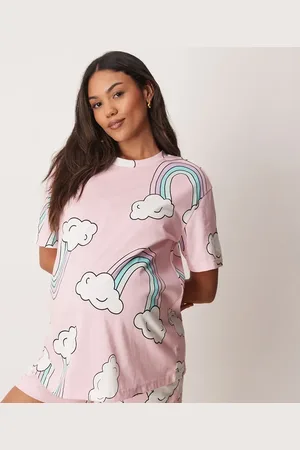 ASOS ASOS DESIGN Maternity rainbow oversized tee & short pyjama set in