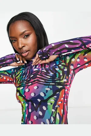 AFRM Zadie turtleneck graphic long sleeve mesh top in