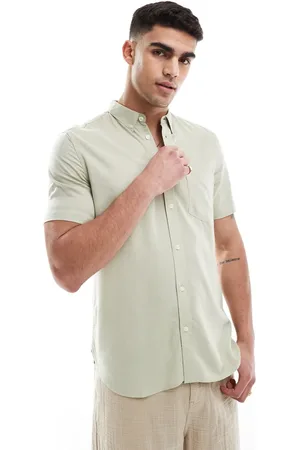 French Connection French Connection short sleeve linen shirt in sage