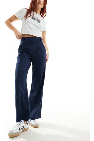 JDY Button detail wide leg dad trousers in