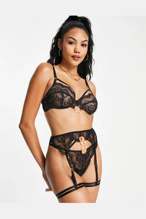 Wolf & Whistle X Megan lace detail suspender leg harness in