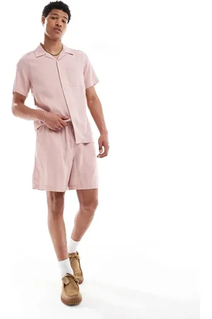 New Look Linen-blend pull on shorts co-ord in light pink