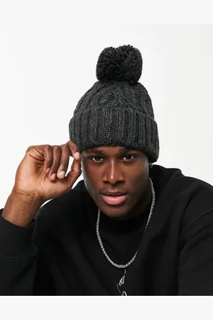 French Connection Cable bobble beanie hat in