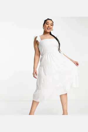 In The Style X Jac Jossa shirred bust frill sleeve tiered midi dress in