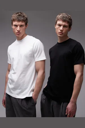 Topman 2 pack regular fit t-shirt in black and white