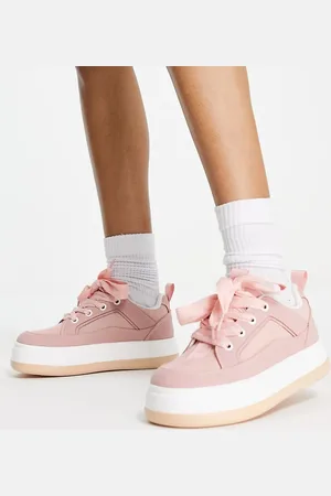 ASOS Dakota skater trainers with oversized laces in blush