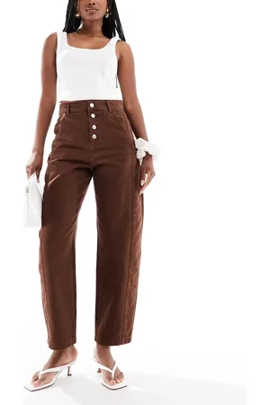 ASOS Cropped barrel leg jean with button fly in