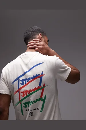 Tommy Hilfiger Repeat signature backprint t-shirt in oat marl