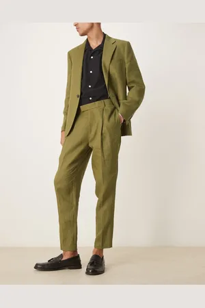 ASOS Premium 100% linen tapered suit trousers in