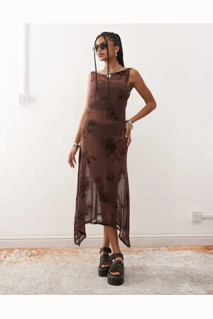 COLLUSION Mesh flocked dress in