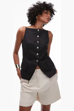 & OTHER STORIES Linen blend square neck waistcoat top in
