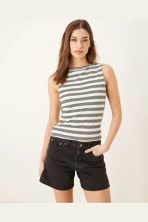 ASOS Boat neck tank in mono stripe