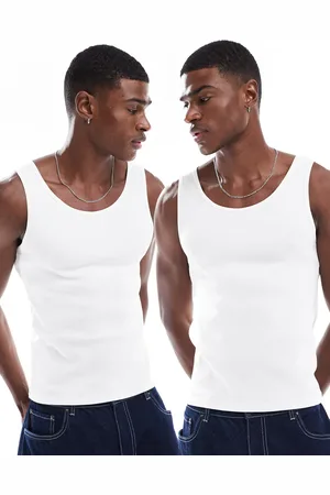 ASOS 2 pack muscle fit rib vests in