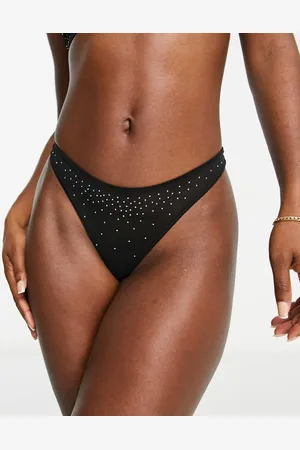 Weekday Mesh thong with diamante detail in