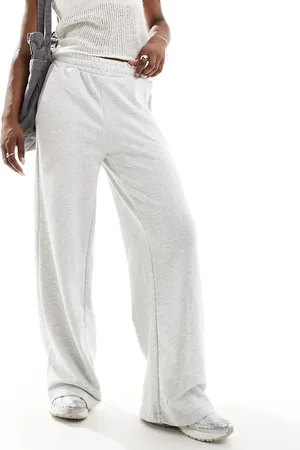 Bershka Wide leg joggers in grey marl