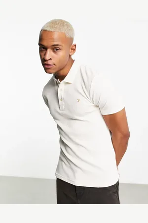 Farah Forster short sleeve waffle polo in off