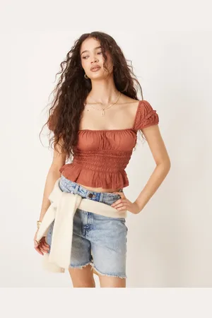 Free People Sweet on you ruched top in rust