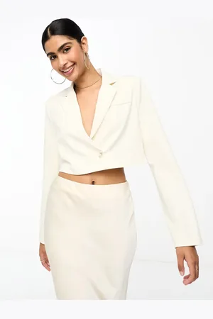 Pretty Lavish Tailored cropped blazer co-ord in oyster