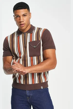 Pretty Green Marriott stripe knit polo shirt in