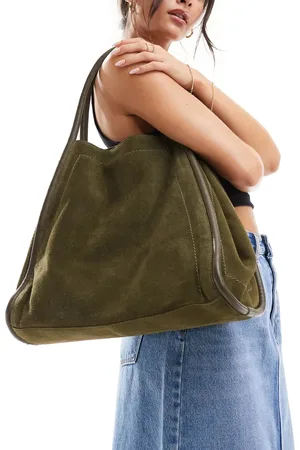 ASOS Suede tubular tote bag in forest