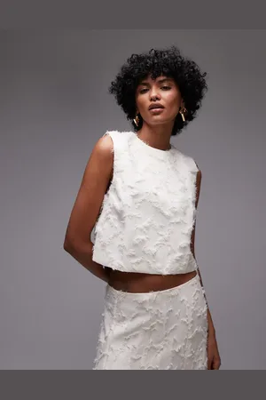 MANGO Cropped textured top co-ord in
