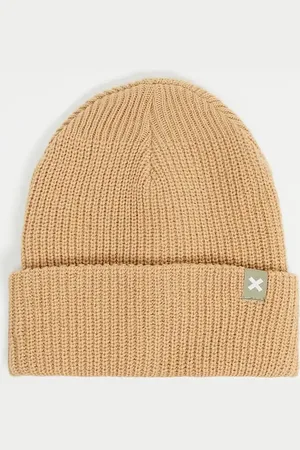 COLLUSION Unisex logo beanie in tan