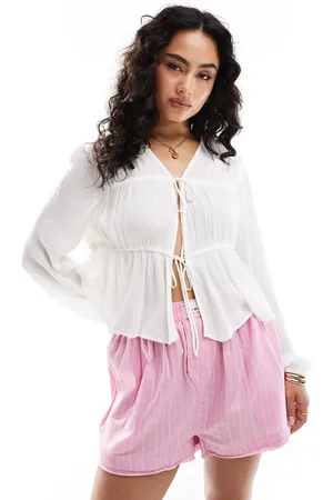 ONLY Tie front plisse top in