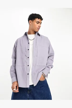 ASOS 90s oversized cord shirt with oversized double side entrance pockets in lilac