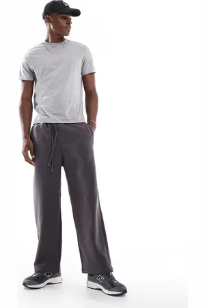 Pull&Bear Heavyweight wide leg joggers in charcoal