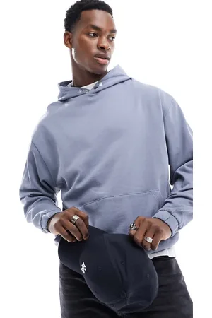 ASOS Oversized hoodie with popper neck detail in grey